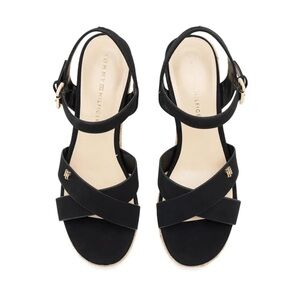 Tommy Hilfiger Black sandal with wedge espadrille vibe. Size 8 1/2 M In preworn